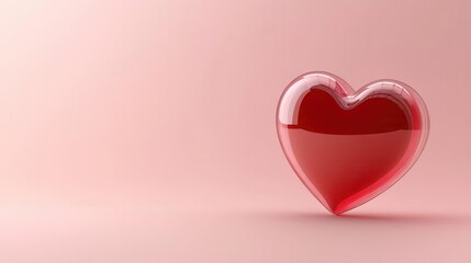 3d rendered red heart inside a speech bubble, isolated on a soft pink background, symbolizing love and communication, exuding warmth and affection in a modern graphic style