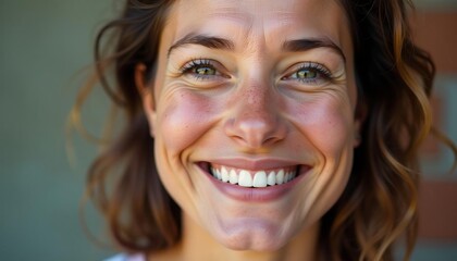  Woman show Happy Smile face, Mental health Assessment, close up concept World Mental Health day blury background, web banner, 3d rendering, vector illustration, template, created with generative ai