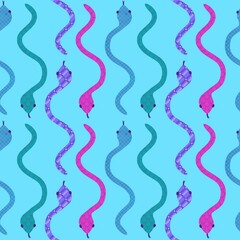 Cartoon animals seamless snake pattern for wrapping and kids new 2025 year