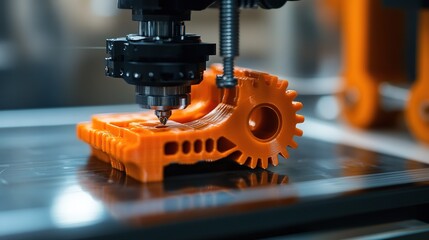 A 3D printed model of a mechanical part being assembled, showing the practical applications of 3D printing in manufacturing
