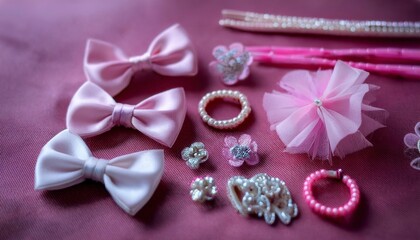 set of hair accessories for a baby girl. Generated image