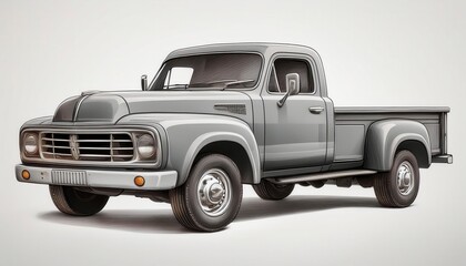 Pick up truck isolated on white. Generated image