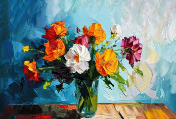 Colorful delicate bouquet of flowers.
