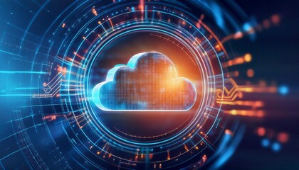 Obraz premium Cloud Computing Data Center Multi Cloud Hybrid Cloud Information Storage. Generated image