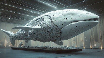 Futuristic Whale Sculpture: A Digital Art Installation
