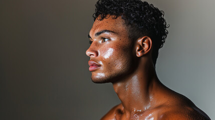 A striking image of a man with vitiligo, focusing on the contrast between skin colors. This portrait symbolizes strength in embracing differences and body positivity. Body positivi