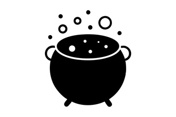 Vector Halloween Cauldron with Bubbles Icon - Transparent Background