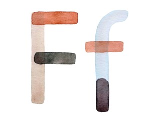 Handcrafted watercolor illustration of uppercase 