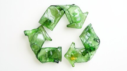 Recycle symbol formed with plastic bottles highlighting eco-friendliness