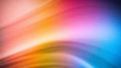 A vibrant abstract gradient featuring smooth transitions of pink, orange, blue, and yellow hues with a grainy texture. Ideal for 4K backgrounds, wallpapers, and digital designs