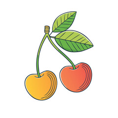 Yummy Summer Red and Yellow Cherry Graphic