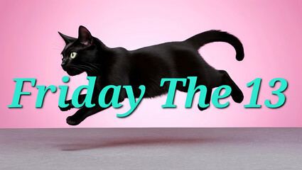 Black cat - Friday the 13. Author Artist Nadia Russ.	