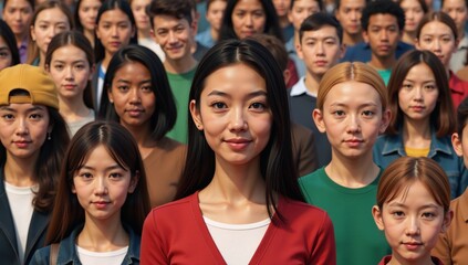 A 3D illustration showcasing diverse individuals representing various demographics and the impact of a global health crisis such as COVID-19