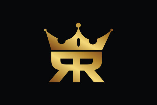 r, rr royal logo with crown. r, rr logo initial letter with crown design templet vector illustration.