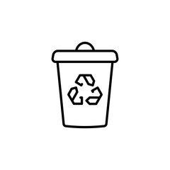 Trash can for organic waste linear icon. Line customizable illustration. Contour symbol. Vector isolated outline drawing. Editable stroke