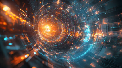 The concept of space and time in the theory of reality created with generative ai technology. Time Warp. Illustration