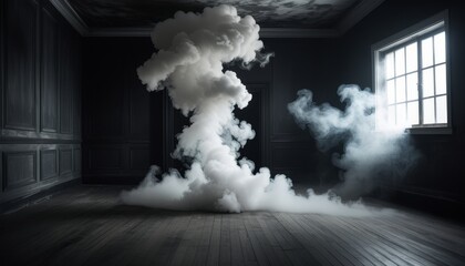 Foggy Dark Room with Smoke for Horror Scene or Halloween Design