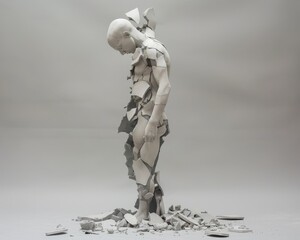 A Shattered Statue Reassembling into Dynamic Forms and Structures
