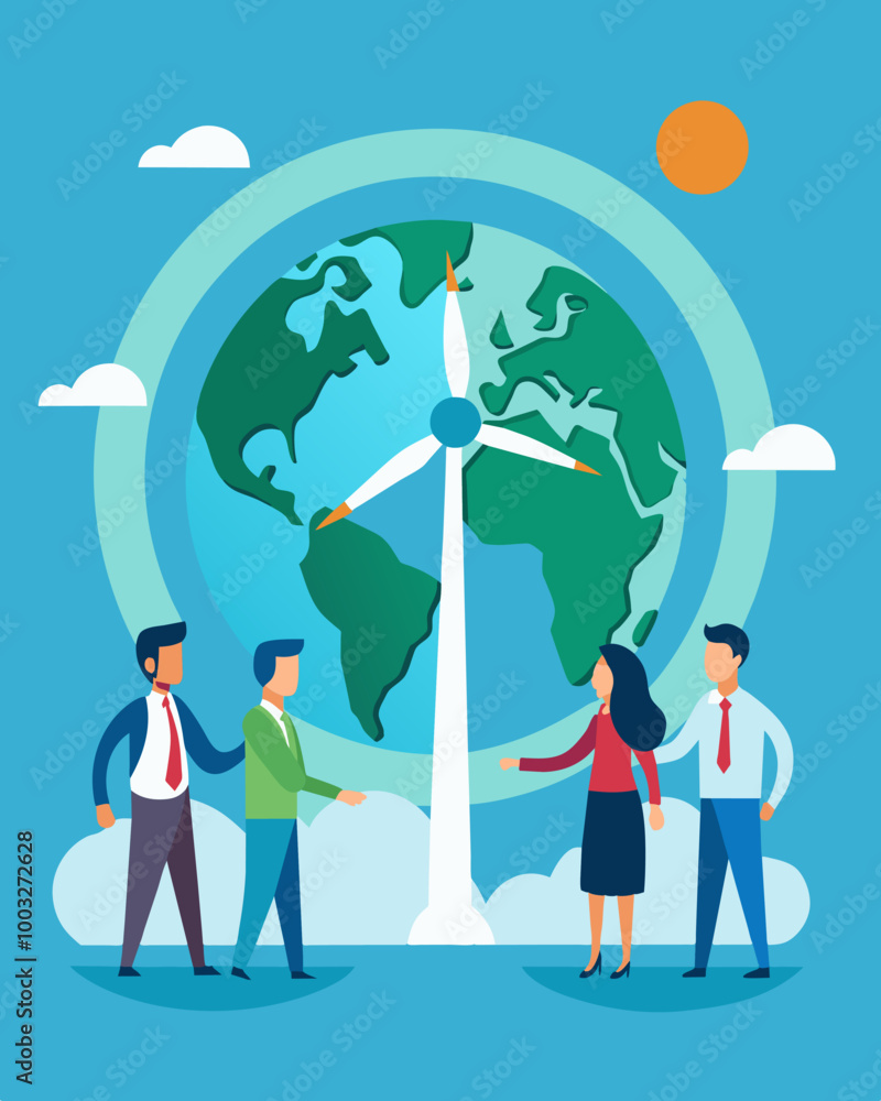 Poster a multinational company forms a partnership with a wind energy developer securing a reliable and cos