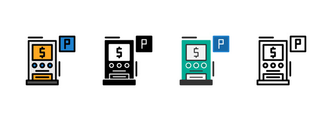 Set of Pay and display parking Icon
