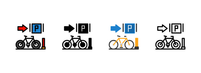 Set of Parked bicycles Icon