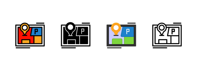 Set of Parking map marker Icon