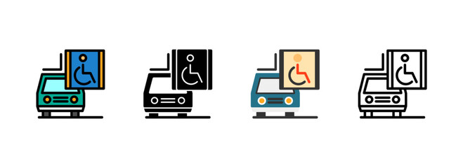 Set of Car with wheelchair symbol Icon