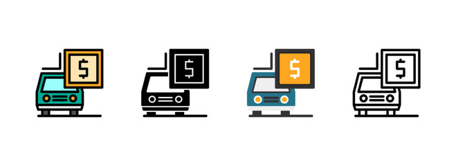 Set of Car with dollar sign Icon