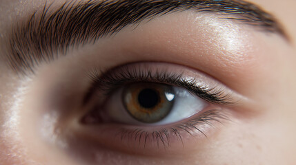 Fototapeta premium Beautiful young woman , makeup , clean skin. Makeup artist , eyelashes with mascara in a beauty salon . Eyelash extension , beautiful eyebrows