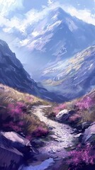 Obraz premium Serene Mountain Landscapes with Untouched Trails Offering Tranquil Encounters