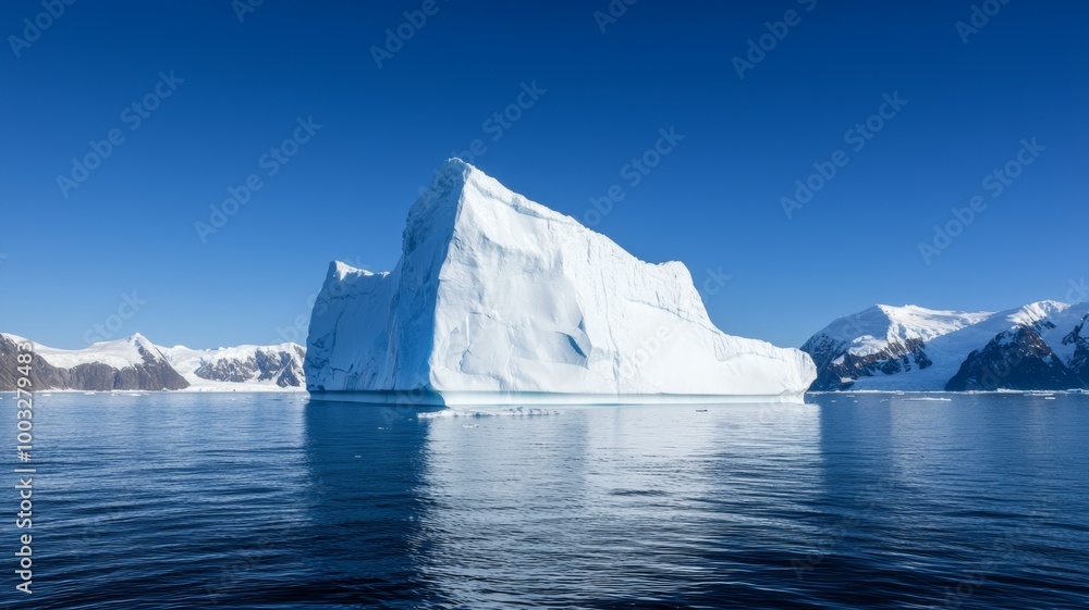 Poster a large ice block floating in the ocean