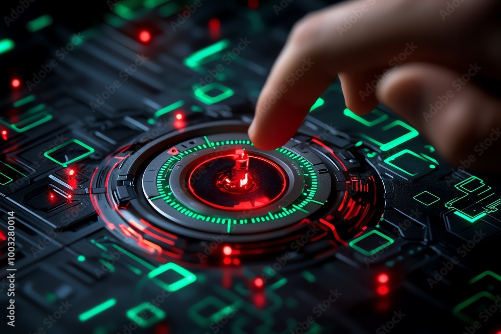 Poster A cyber attack simulation by ethical hackers, showing red alerts and weak points being tested, as green defenses reinforce the systemâ€™s security