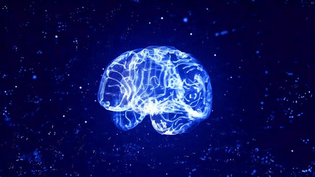Digital brain network  Abstract Science Brain Drawing Background Animation. Future technology animation, AI deep learning computer machine. 3d render
