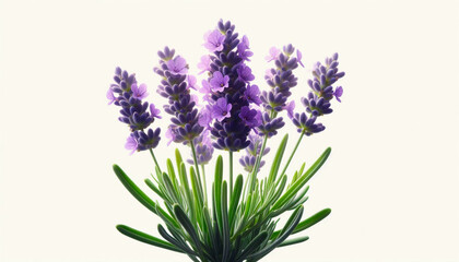 Obraz premium Closeup view of beautiful lavender flowers blooming in white background