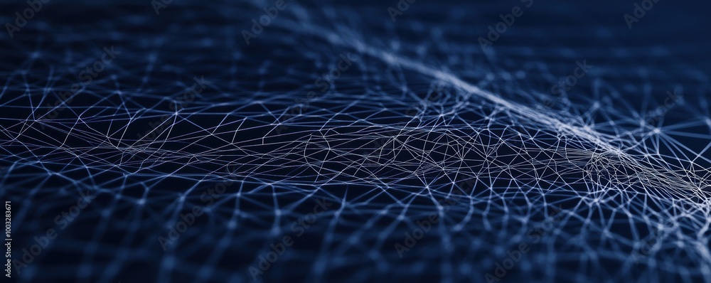 Poster blue network connections with intricate lines and nodes. technology and connectivity concept
