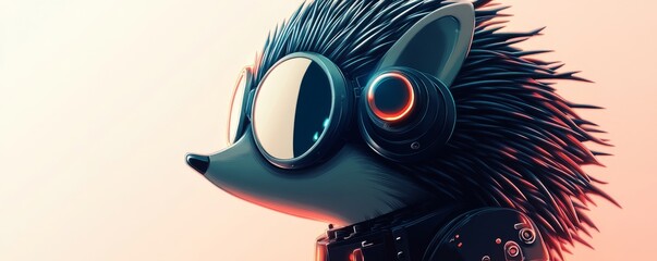 Cyberpunk hedgehog with futuristic goggles