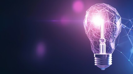 A light bulb is lit up on a dark background