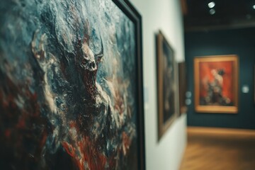 Demon-possessed painting in, with copy space