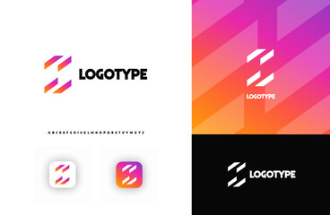 Bold diagonal stripes creating geometric shapes letter Z logo for technology, finance, banking, cryptocurrency, corporate branding, architecture, construction, real estate. Vector illustration