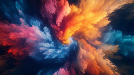 Obraz premium Cosmic explosion colors abstract shapes vortex high contrast surreal forms space. AI generated