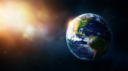 Obraz premium A close up of the Earth with the sun shining on it