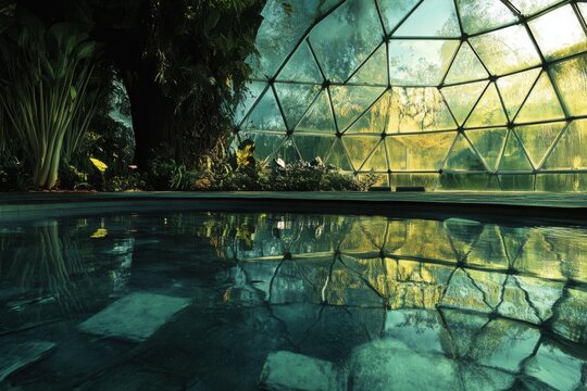 Geodesic dome greenhouse, with copy space