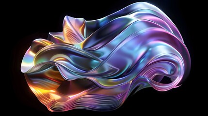 Fototapeta premium 3D Rendered Iridescent Shape with Art Deco Inspired Backdrop
