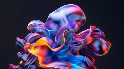 Fototapeta na wymiar Dreamlike 3D Rendered Organic Abstractions with Undulating Colors and Biomorphic Shapes