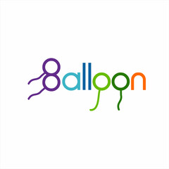 Balloon word design with balloon illustrations on the letters B and O. Can be used as an element in birthday party decorations and others.