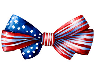 Obraz premium A red, white, and blue bow with stars on it