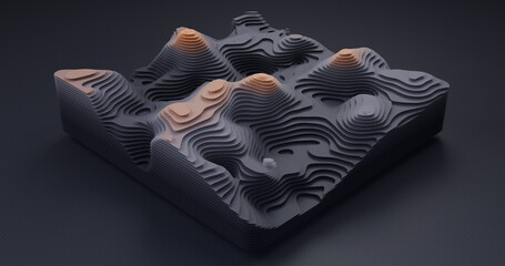 Layered Topography abstract pattern with waves