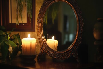 Haunted mirror reflection, with copy space