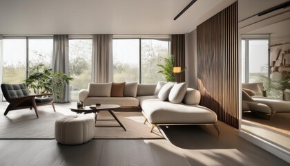 Fototapeta premium Modern Minimalist Living Room with Natural Light