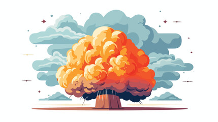 Cartoon Style Line Art of a Nuclear Bomb Explosion - Creative EPS Illustration for Design Projects